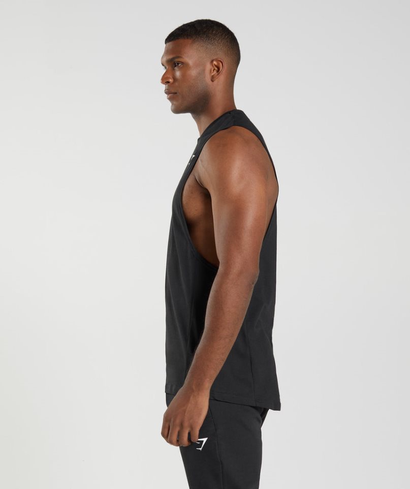 Men's Gymshark React Drop Arm Tanks Black | CA 7038DN